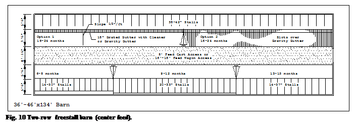 :  Fig. 10 Two-row freestall barn (center feed).