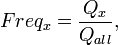 Freq_x=\frac{Q_x}{Q_{all}},