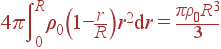 4\pi\int\limits_0^R\rho_0\left(1-\frac{r}{R}\right)r^2{\rm d}r = \frac{\pi\rho_0R^3}{3}