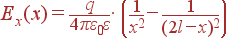 E_x(x) = \frac{q}{4\pi\varepsilon_0\varepsilon}\cdot \left(\frac{1}{x^2}-\frac{1}{(2l-x)^2}\right)